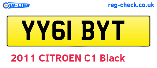YY61BYT are the vehicle registration plates.