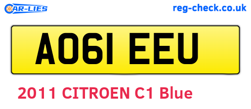 AO61EEU are the vehicle registration plates.
