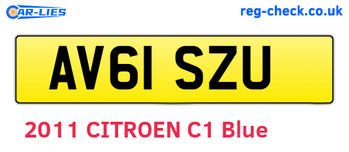 AV61SZU are the vehicle registration plates.