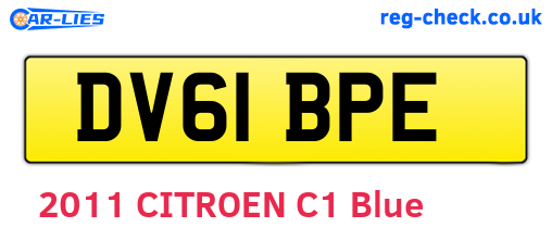 DV61BPE are the vehicle registration plates.