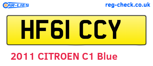 HF61CCY are the vehicle registration plates.