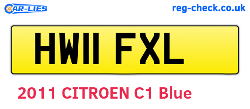 HW11FXL are the vehicle registration plates.