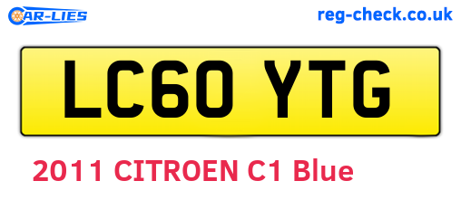 LC60YTG are the vehicle registration plates.
