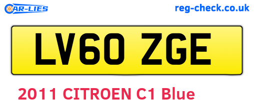 LV60ZGE are the vehicle registration plates.