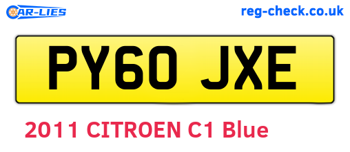 PY60JXE are the vehicle registration plates.