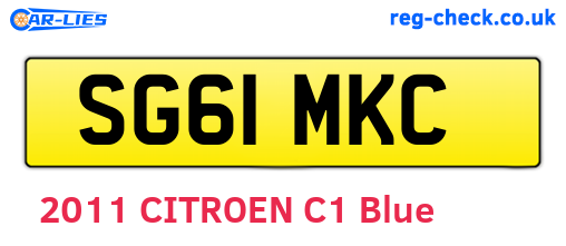 SG61MKC are the vehicle registration plates.