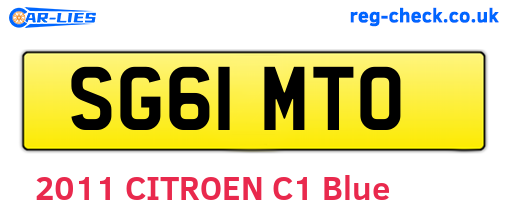 SG61MTO are the vehicle registration plates.