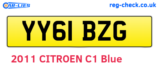 YY61BZG are the vehicle registration plates.