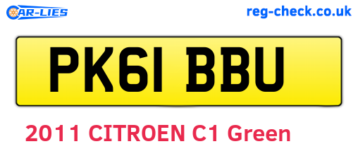 PK61BBU are the vehicle registration plates.