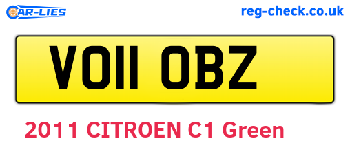 VO11OBZ are the vehicle registration plates.
