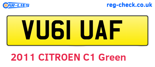 VU61UAF are the vehicle registration plates.