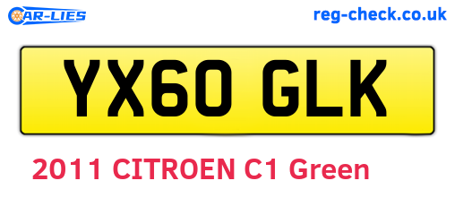 YX60GLK are the vehicle registration plates.