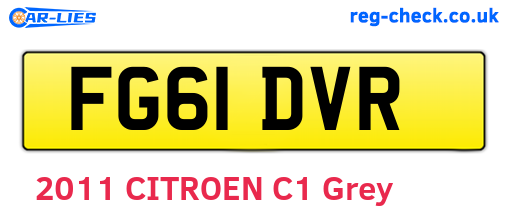 FG61DVR are the vehicle registration plates.