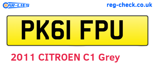 PK61FPU are the vehicle registration plates.
