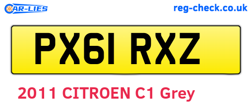 PX61RXZ are the vehicle registration plates.