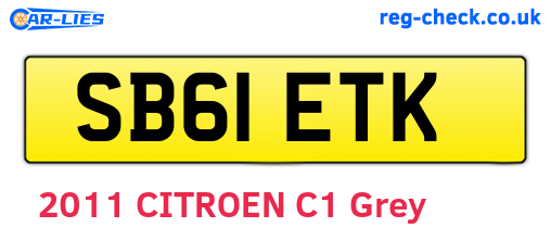 SB61ETK are the vehicle registration plates.