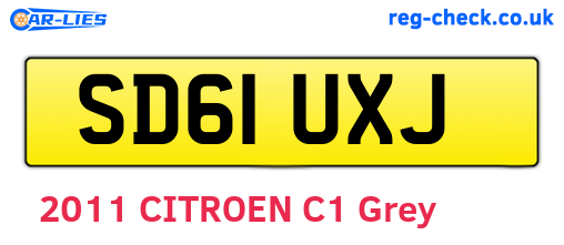 SD61UXJ are the vehicle registration plates.
