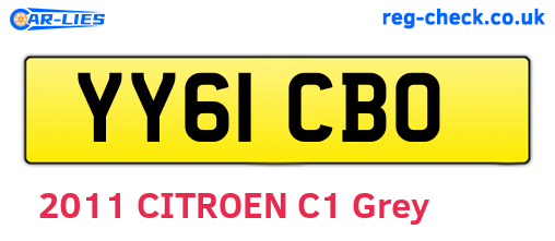 YY61CBO are the vehicle registration plates.