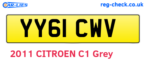 YY61CWV are the vehicle registration plates.