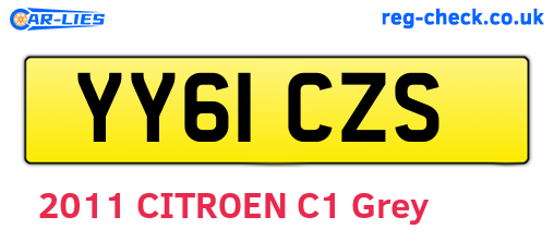 YY61CZS are the vehicle registration plates.