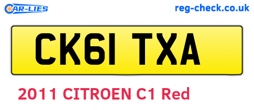 CK61TXA are the vehicle registration plates.