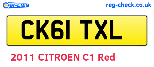 CK61TXL are the vehicle registration plates.