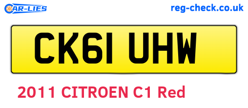 CK61UHW are the vehicle registration plates.