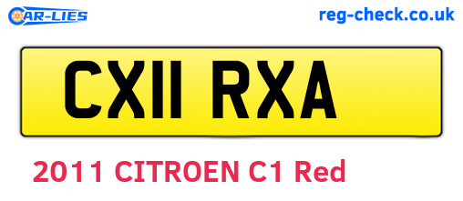 CX11RXA are the vehicle registration plates.
