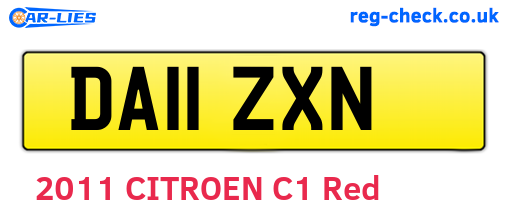 DA11ZXN are the vehicle registration plates.