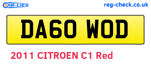 DA60WOD are the vehicle registration plates.