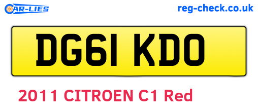 DG61KDO are the vehicle registration plates.