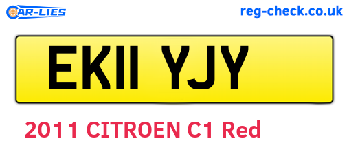 EK11YJY are the vehicle registration plates.