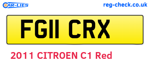 FG11CRX are the vehicle registration plates.