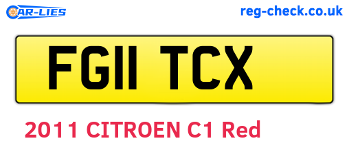 FG11TCX are the vehicle registration plates.