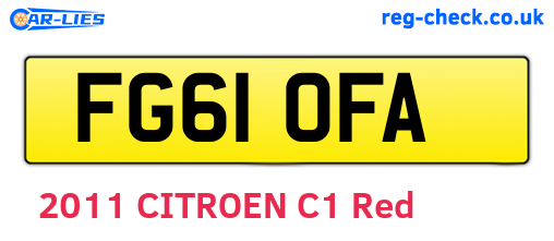 FG61OFA are the vehicle registration plates.