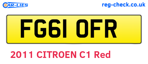 FG61OFR are the vehicle registration plates.