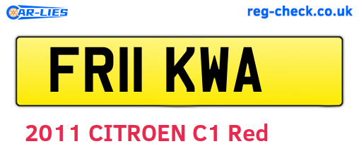 FR11KWA are the vehicle registration plates.