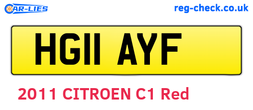HG11AYF are the vehicle registration plates.
