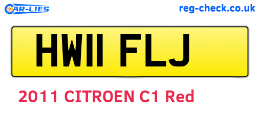 HW11FLJ are the vehicle registration plates.