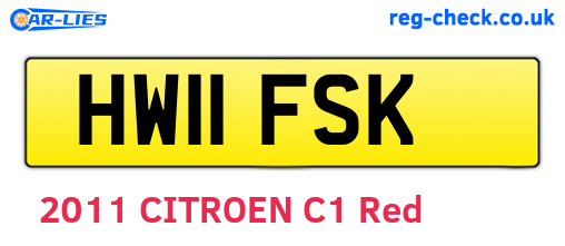 HW11FSK are the vehicle registration plates.