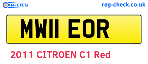 MW11EOR are the vehicle registration plates.
