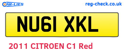 NU61XKL are the vehicle registration plates.