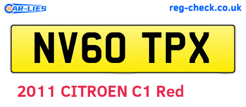NV60TPX are the vehicle registration plates.