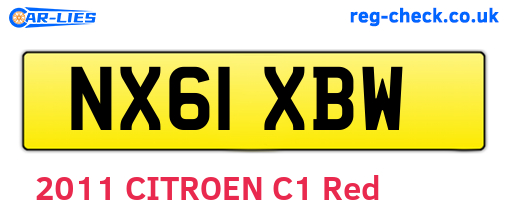 NX61XBW are the vehicle registration plates.