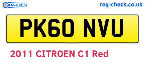 PK60NVU are the vehicle registration plates.