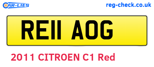 RE11AOG are the vehicle registration plates.