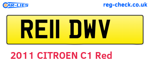RE11DWV are the vehicle registration plates.