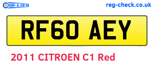 RF60AEY are the vehicle registration plates.