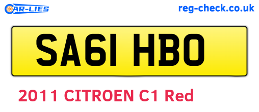 SA61HBO are the vehicle registration plates.
