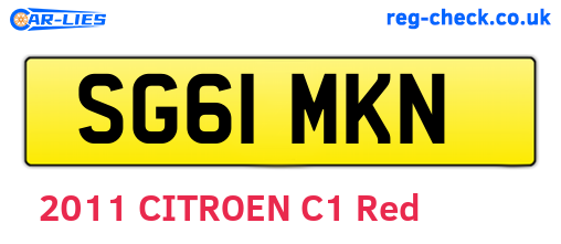 SG61MKN are the vehicle registration plates.